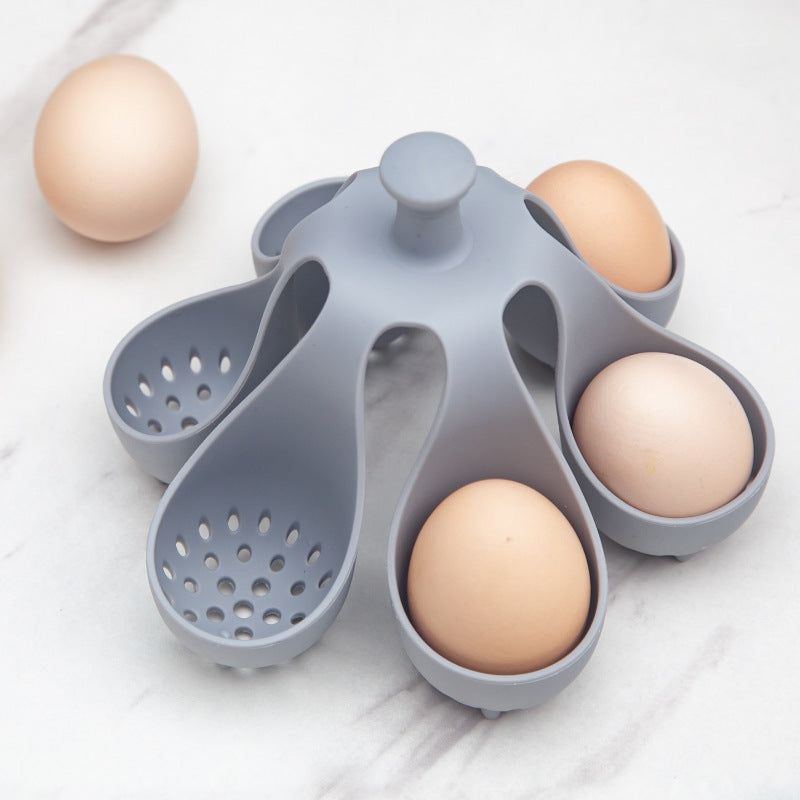 Boiled Egg Holder Silicone Egg Steamer Tray With Anti-scald Handle For Fast Cooking Easy High Temp Resistant Egg For Healthy